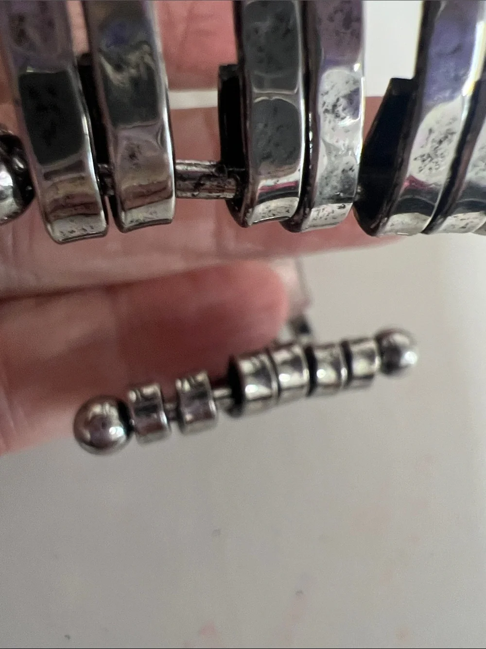 Silver Tone Hammered Multi-Bangle Bracelet Set